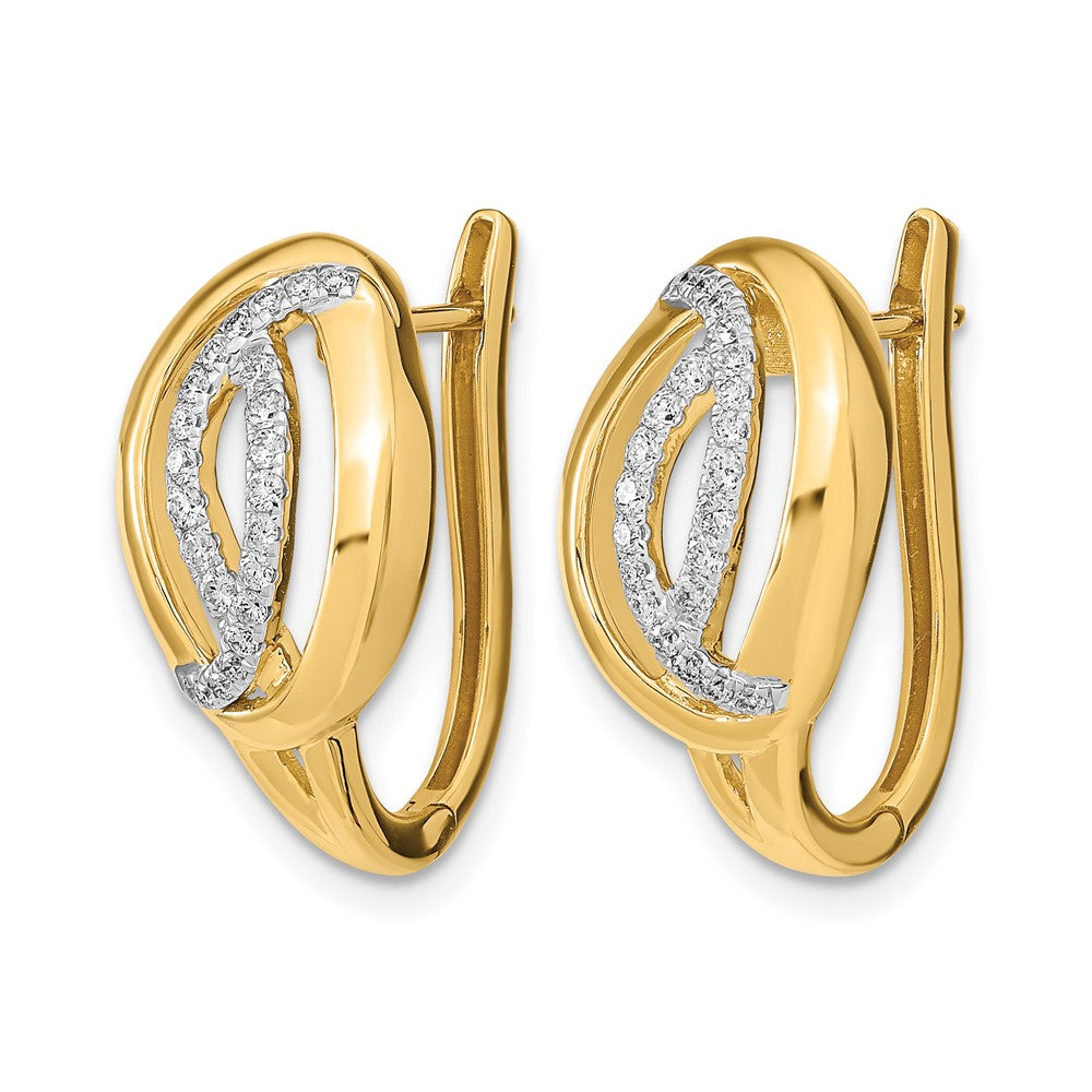 14k Yellow Gold Polished Real Diamond Oval Hinged Hoop Earrings