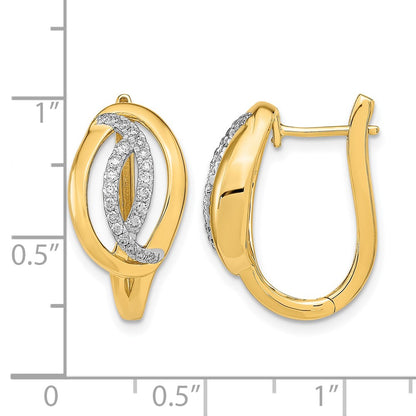 14k Yellow Gold Polished Real Diamond Oval Hinged Hoop Earrings
