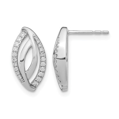 14k White Gold Real Diamond Post Earrings