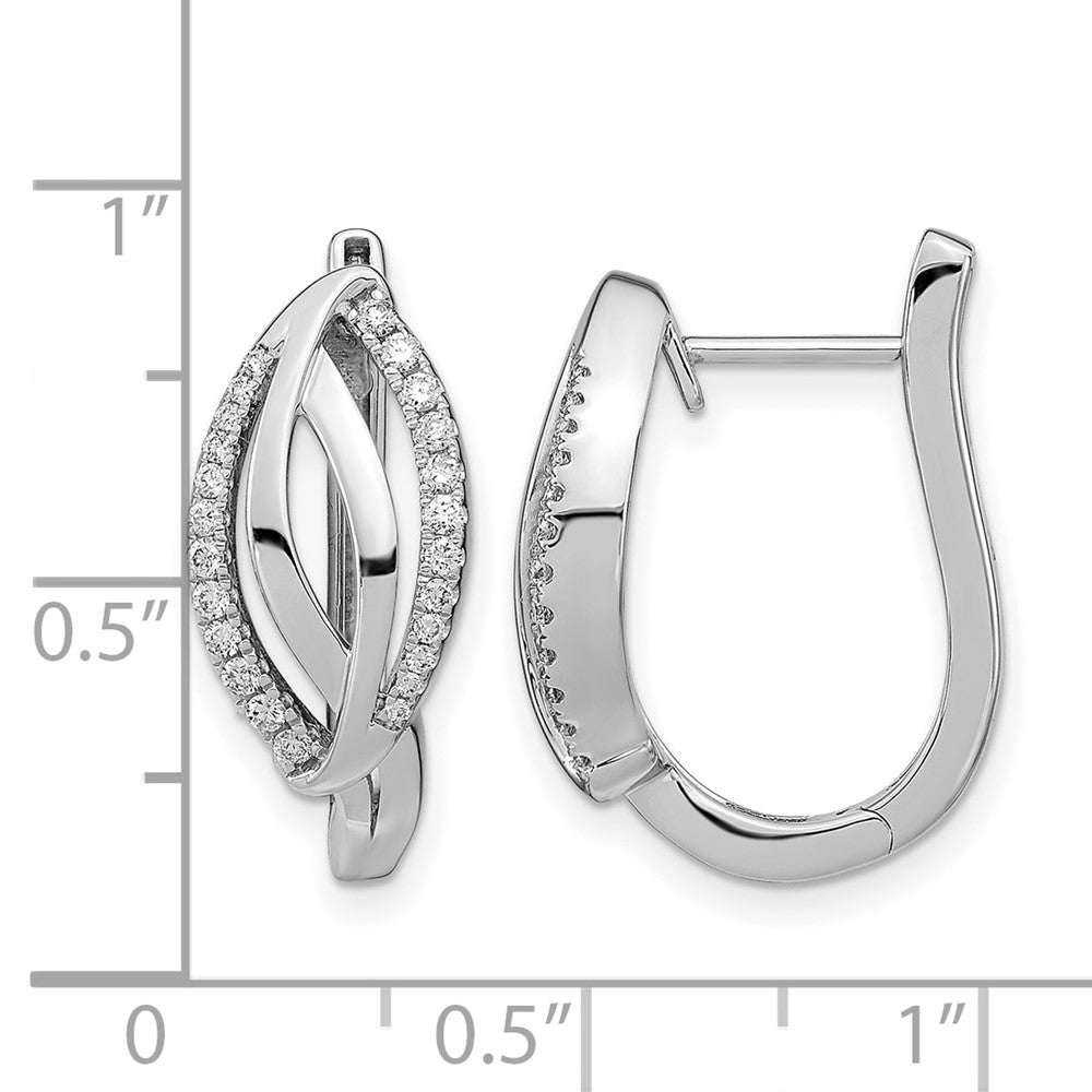 14k White Gold Real Diamond Hinged Hoop Earrings