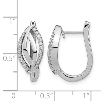 14k White Gold Real Diamond Hinged Hoop Earrings