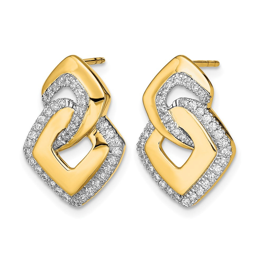 14k Yellow Gold Polished Real Diamond Fancy Shaped Post Earrings