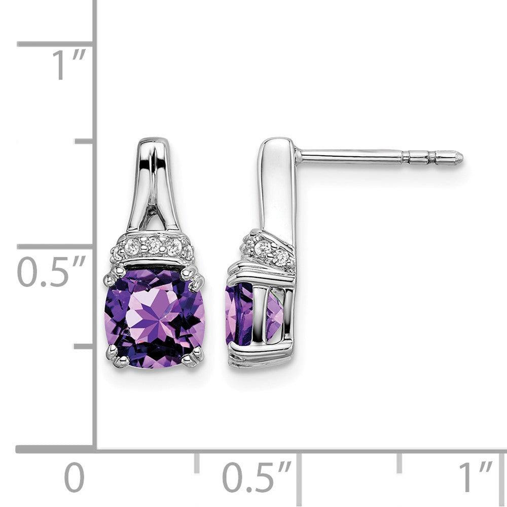 14k White Gold Amethyst and Real Diamond Earrings
