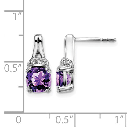 14k White Gold Amethyst and Real Diamond Earrings