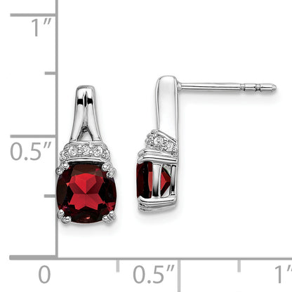 10K White Gold Garnet And Diamond Earrings