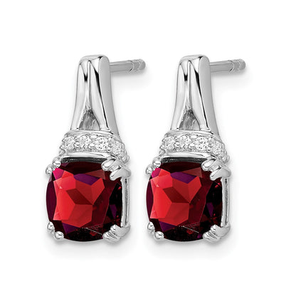 14k White Gold Garnet and Real Diamond Earrings