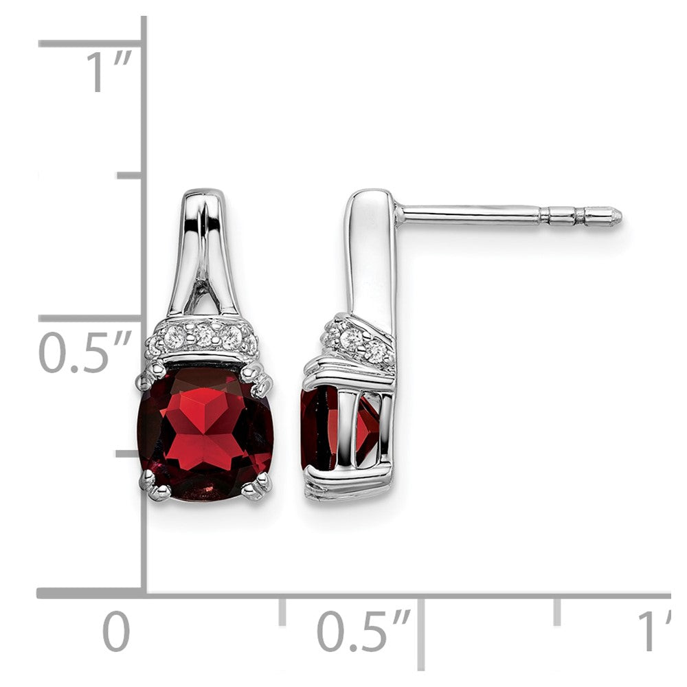 14k White Gold Garnet and Real Diamond Earrings