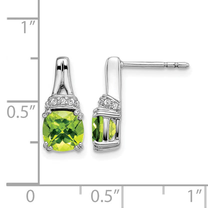 14k White Gold Peridot and Real Diamond Earrings