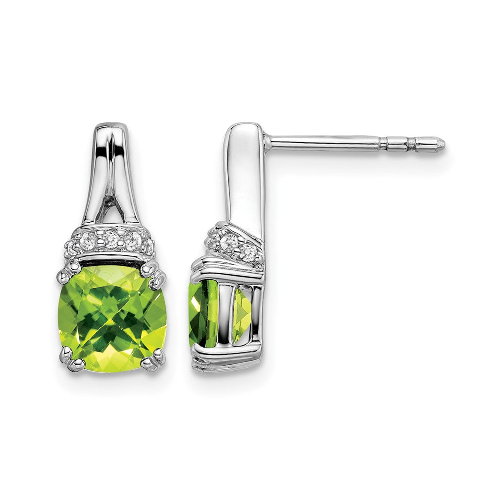 14k White Gold Peridot and Real Diamond Earrings