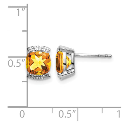 Solid 14k White Gold Simulated Citrine Post Earrings