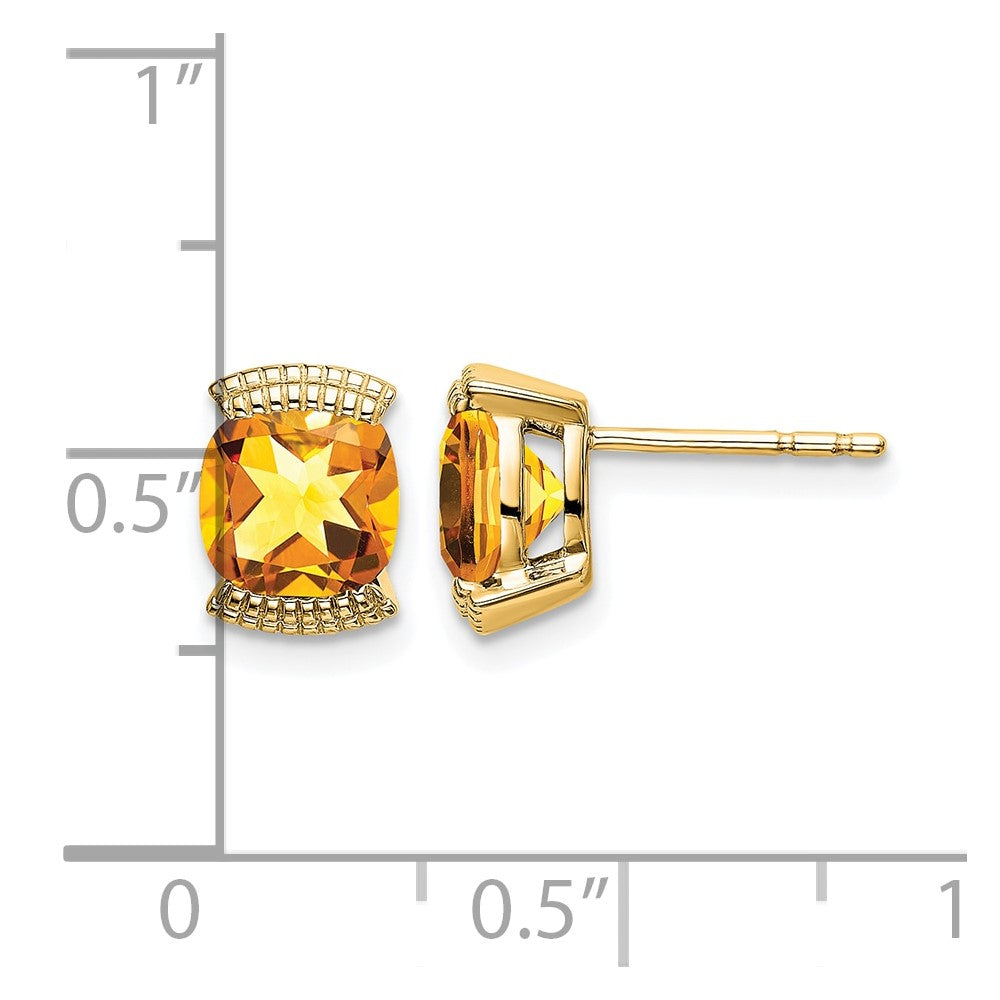 Solid 14k Yellow Gold Simulated Citrine Post Earrings