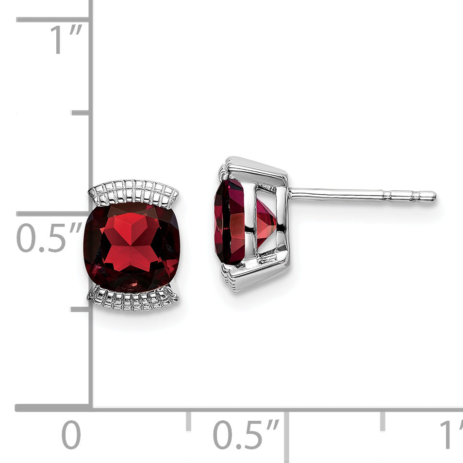 14k White Gold Garnet Post Earrings