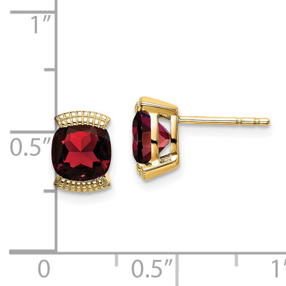 Solid 14k Yellow Gold Simulated Garnet Post Earrings