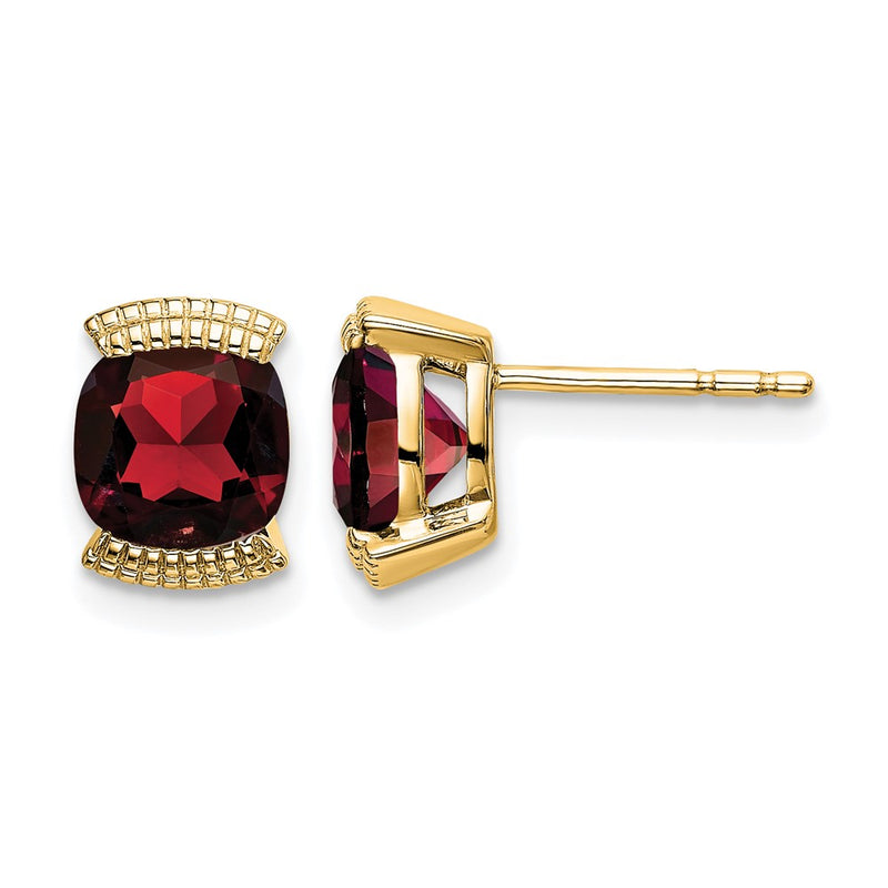 14k Yellow Gold Garnet Post Earrings