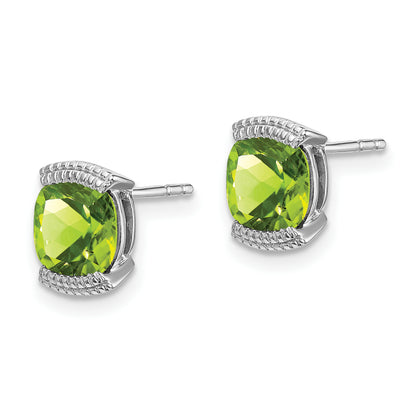 14k White Gold Peridot Post Earrings