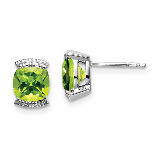 14k White Gold Peridot Post Earrings