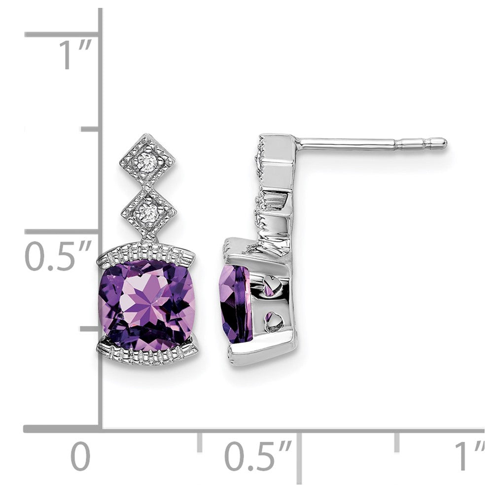 14k White Gold Amethyst and Real Diamond Earrings