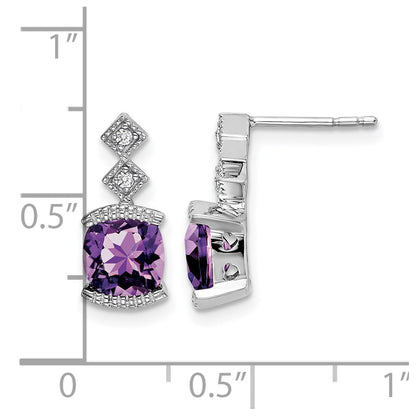 14k White Gold Amethyst and Real Diamond Earrings