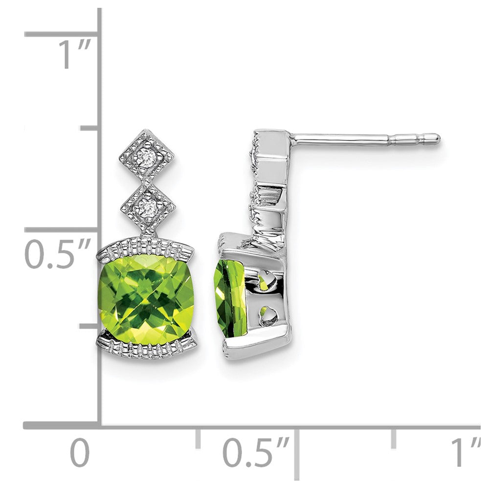 14k White Gold Peridot and Real Diamond Earrings