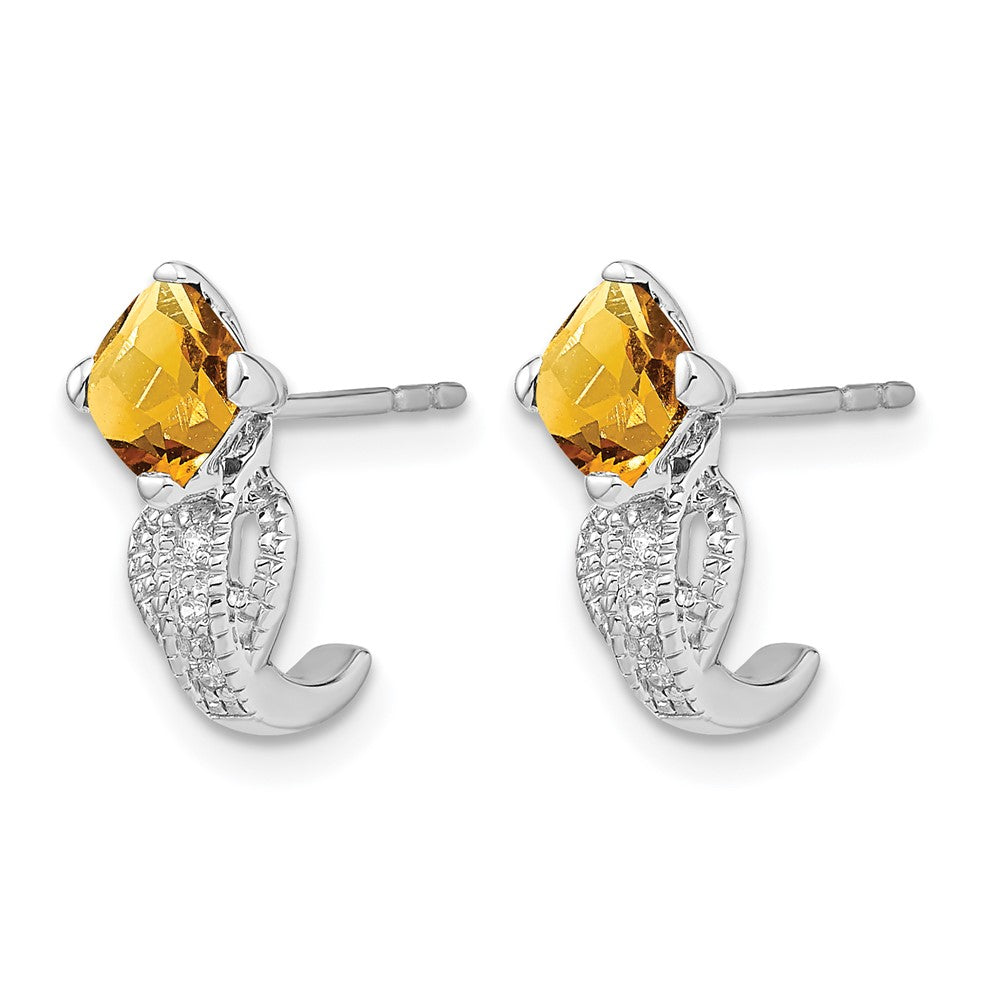 14k White Gold Citrine and Real Diamond Earrings