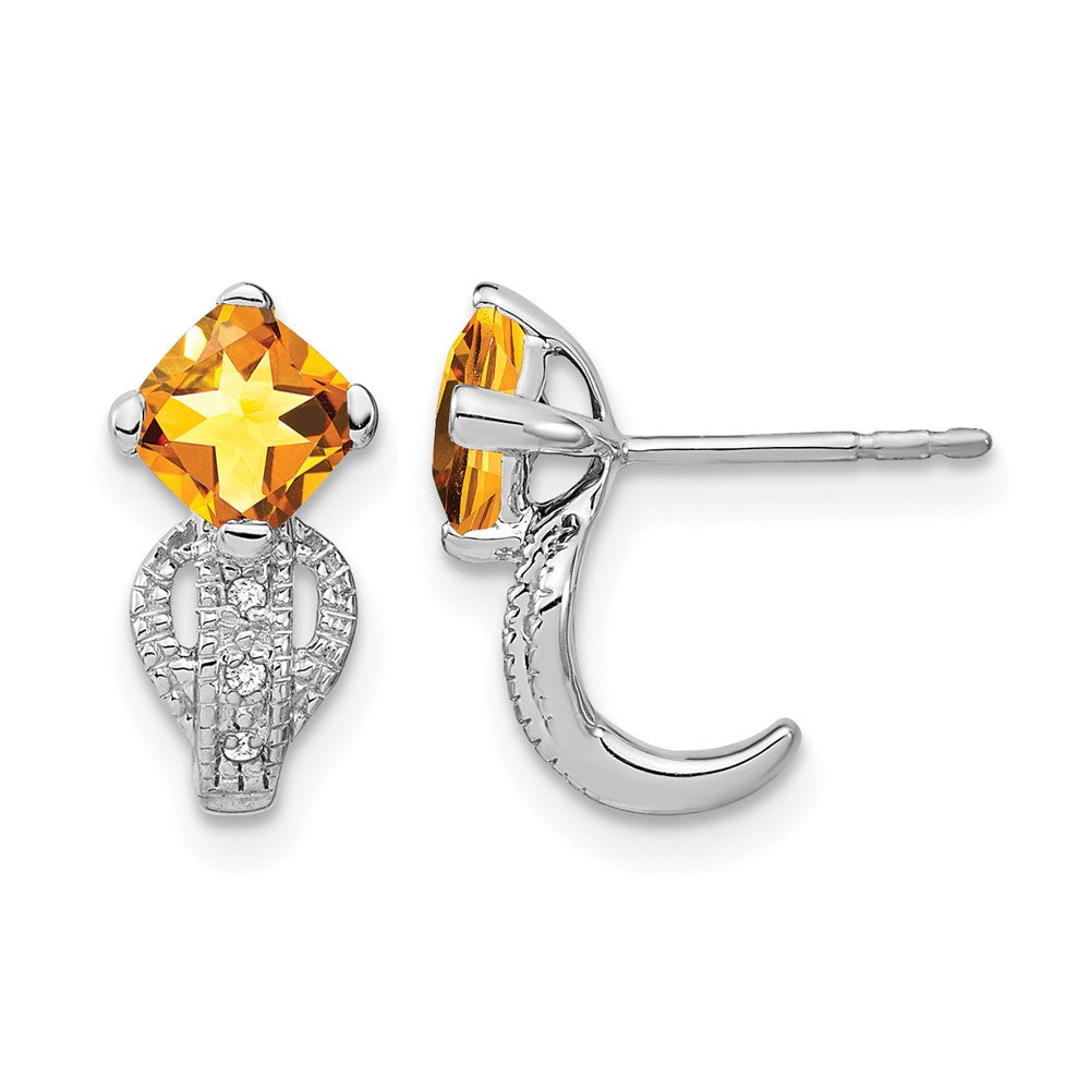 14k White Gold Citrine and Real Diamond Earrings