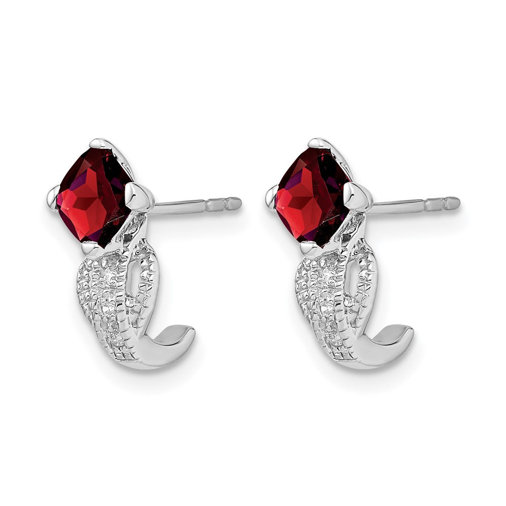 14k White Gold Garnet and Real Diamond Earrings