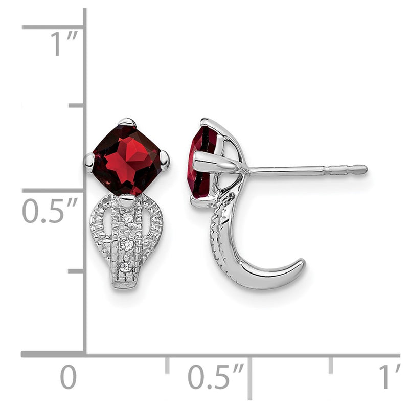 14k White Gold Garnet and Real Diamond Earrings