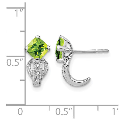 14k White Gold Peridot and Real Diamond Earrings