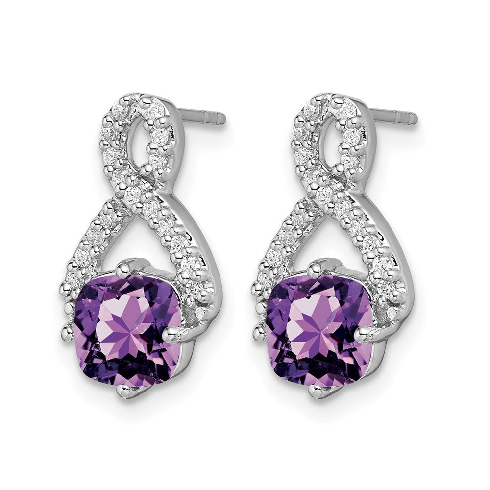 14k White Gold Amethyst and Real Diamond Earrings