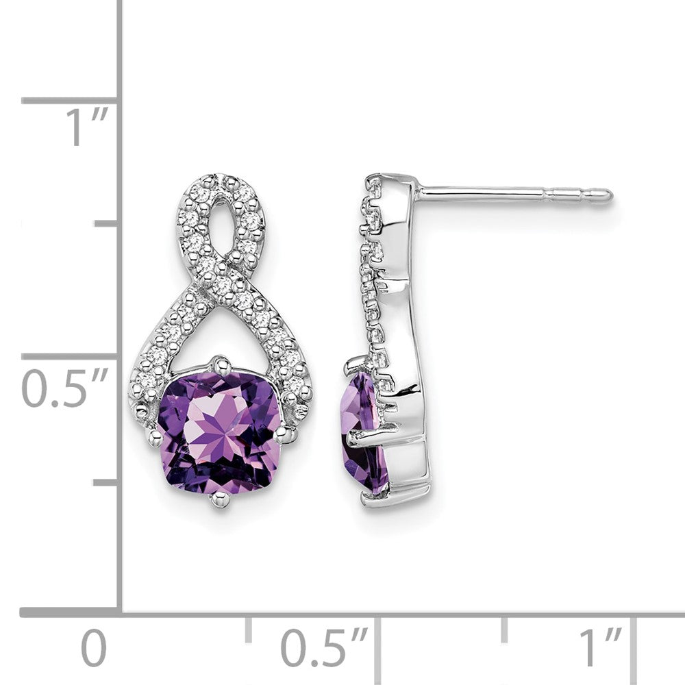 14k White Gold Amethyst and Real Diamond Earrings