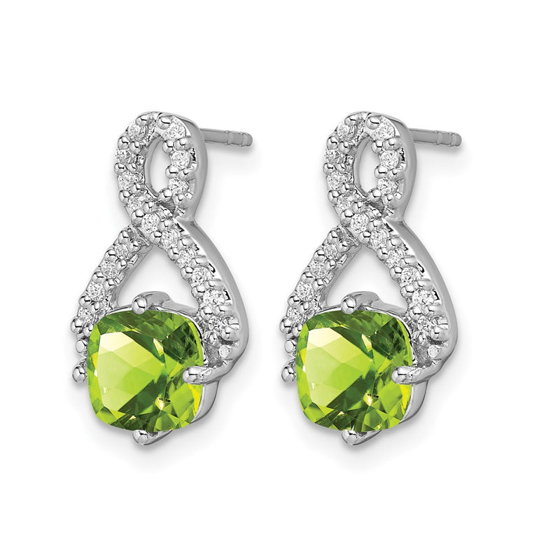 14k White Gold Peridot and Real Diamond Earrings