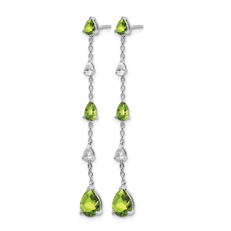 14k White Gold Peridot and White Topaz Dangle Earrings
