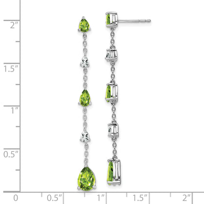 14k White Gold Peridot and White Topaz Dangle Earrings