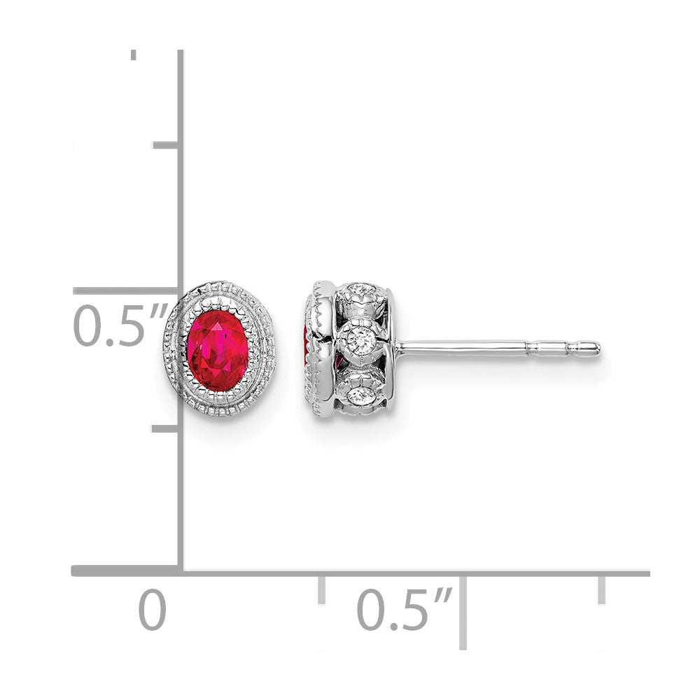 14k White Gold Ruby and Real Diamond Earrings