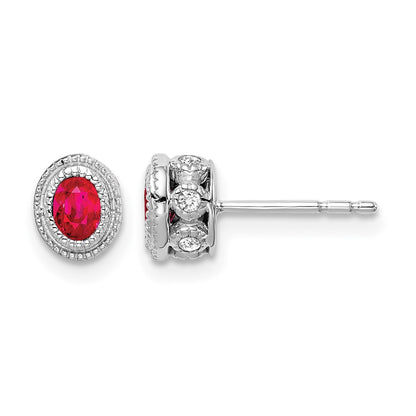 14k White Gold Ruby and Real Diamond Earrings