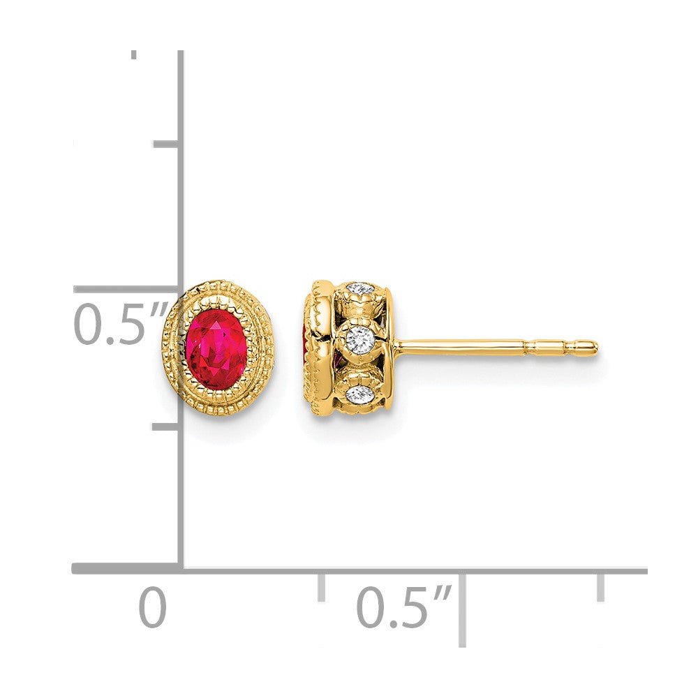 14k Yellow Gold Ruby and Real Diamond Earrings