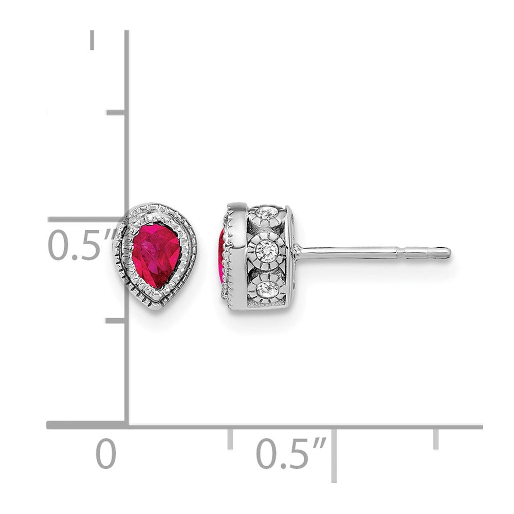 14k White Gold Ruby and Real Diamond Earrings