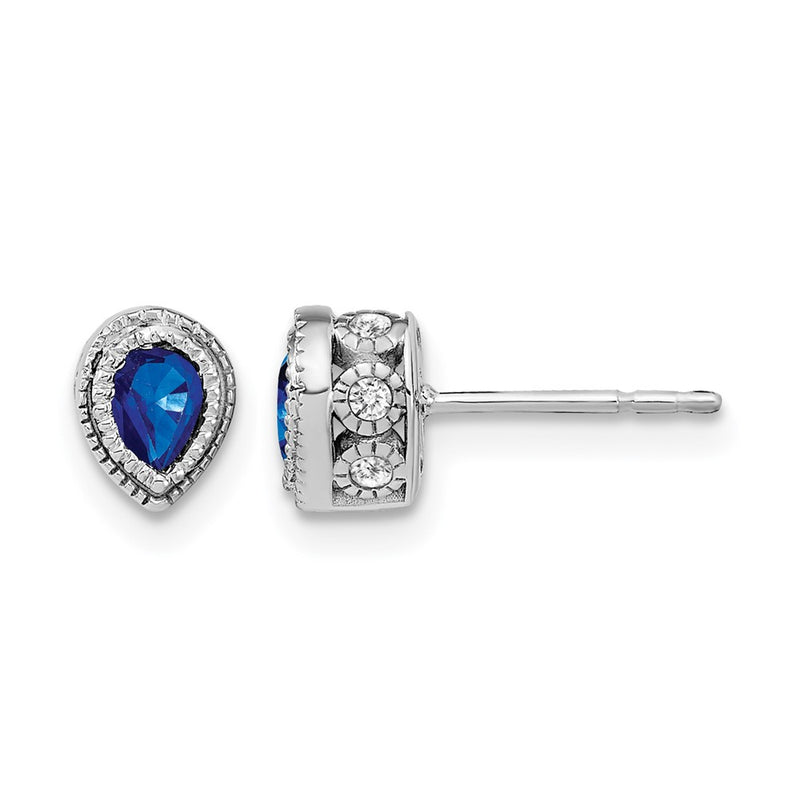 14k White Gold Sapphire and Real Diamond Earrings