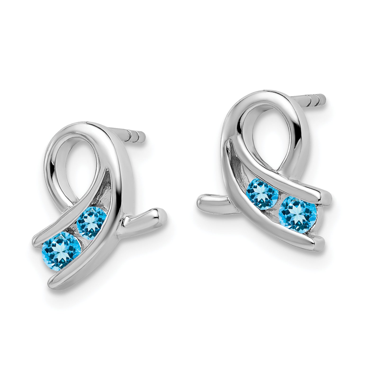 14k White Gold Blue Topaz Earrings