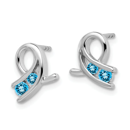 14k White Gold Blue Topaz Earrings