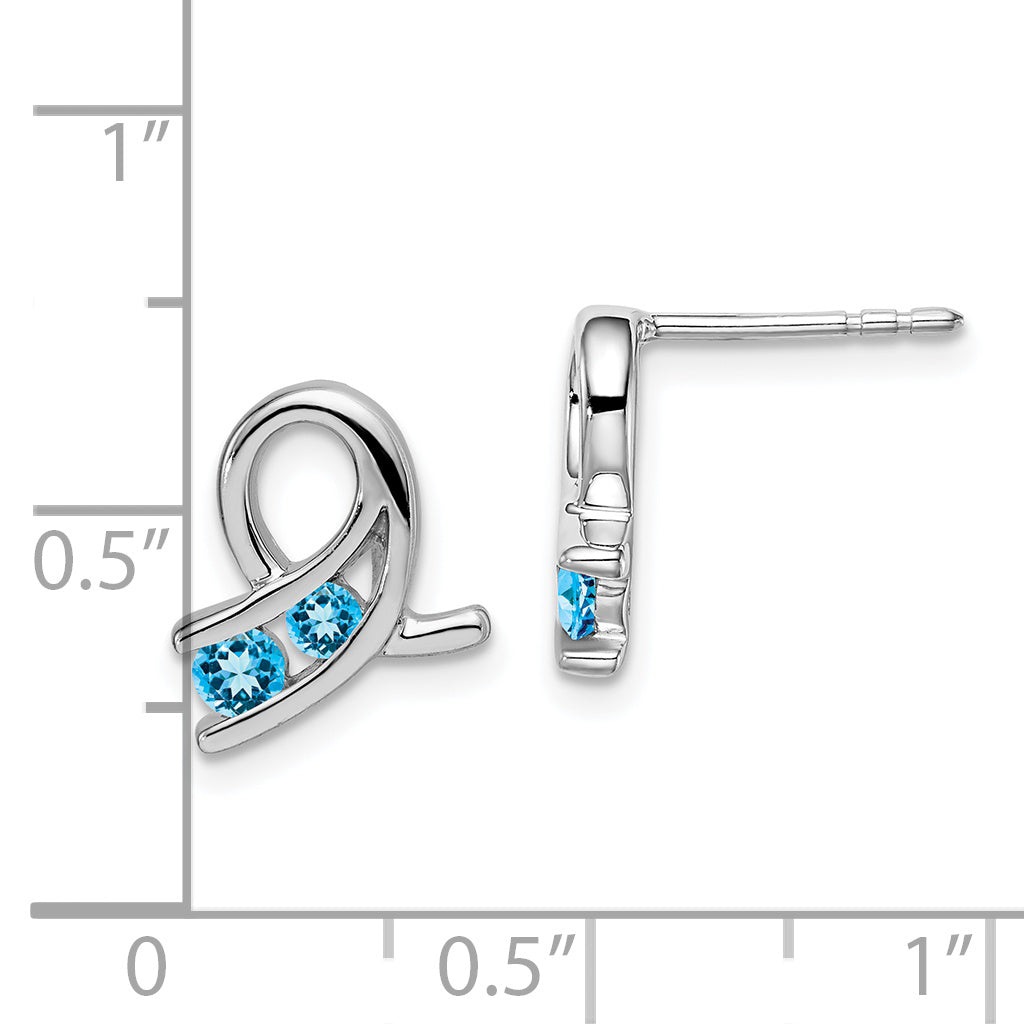 14k White Gold Blue Topaz Earrings