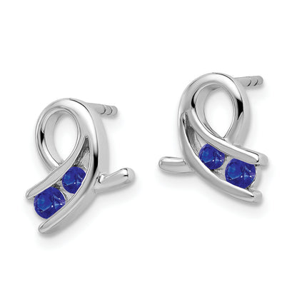 14k White Gold Created Sapphire Earrings
