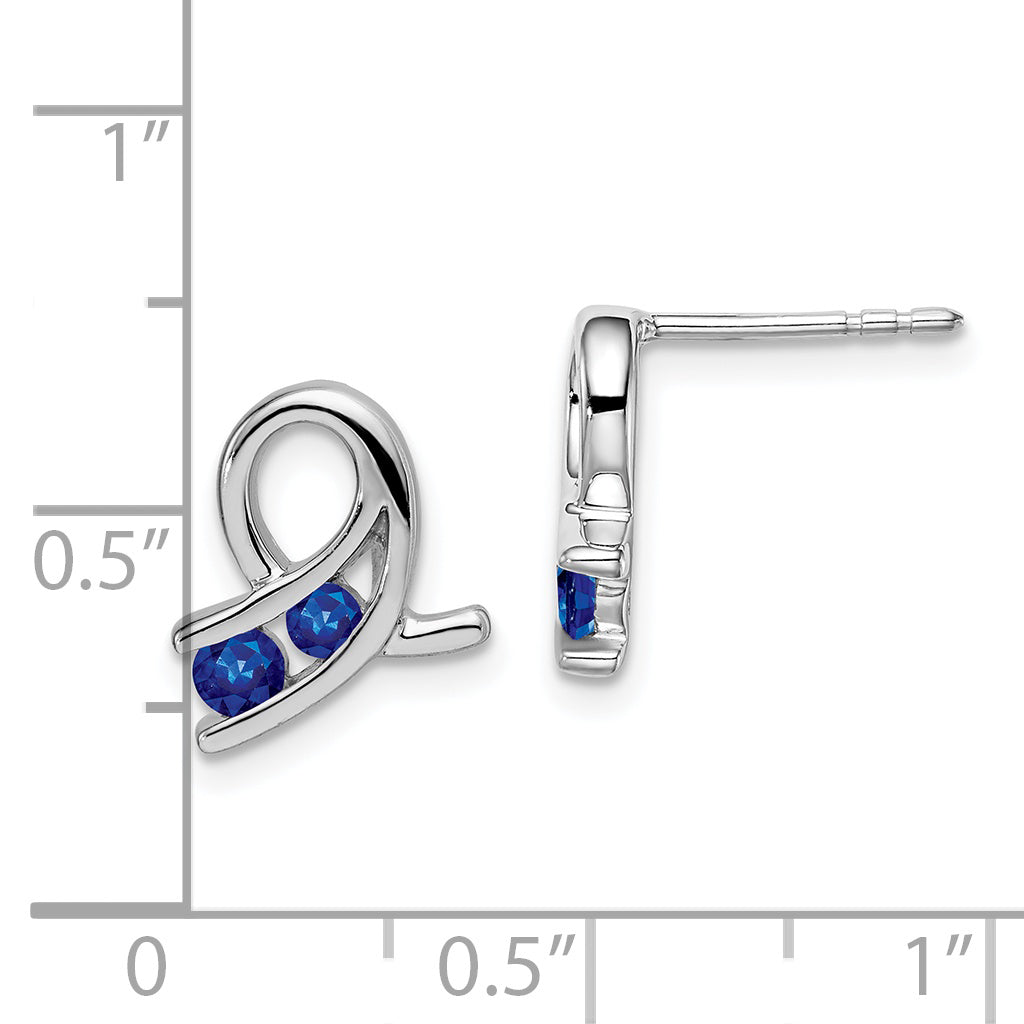 14k White Gold Created Sapphire Earrings