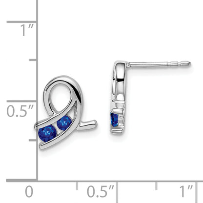 14k White Gold Created Sapphire Earrings