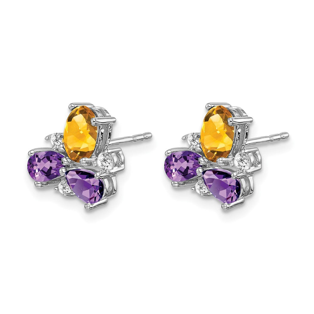 14K White Gold Amethyst/citrine/diamond Earrings