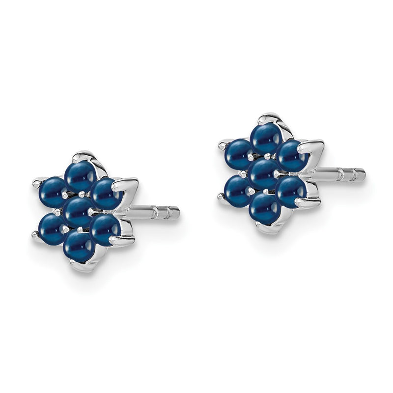 14k White Gold Sapphire Floral Post Earrings