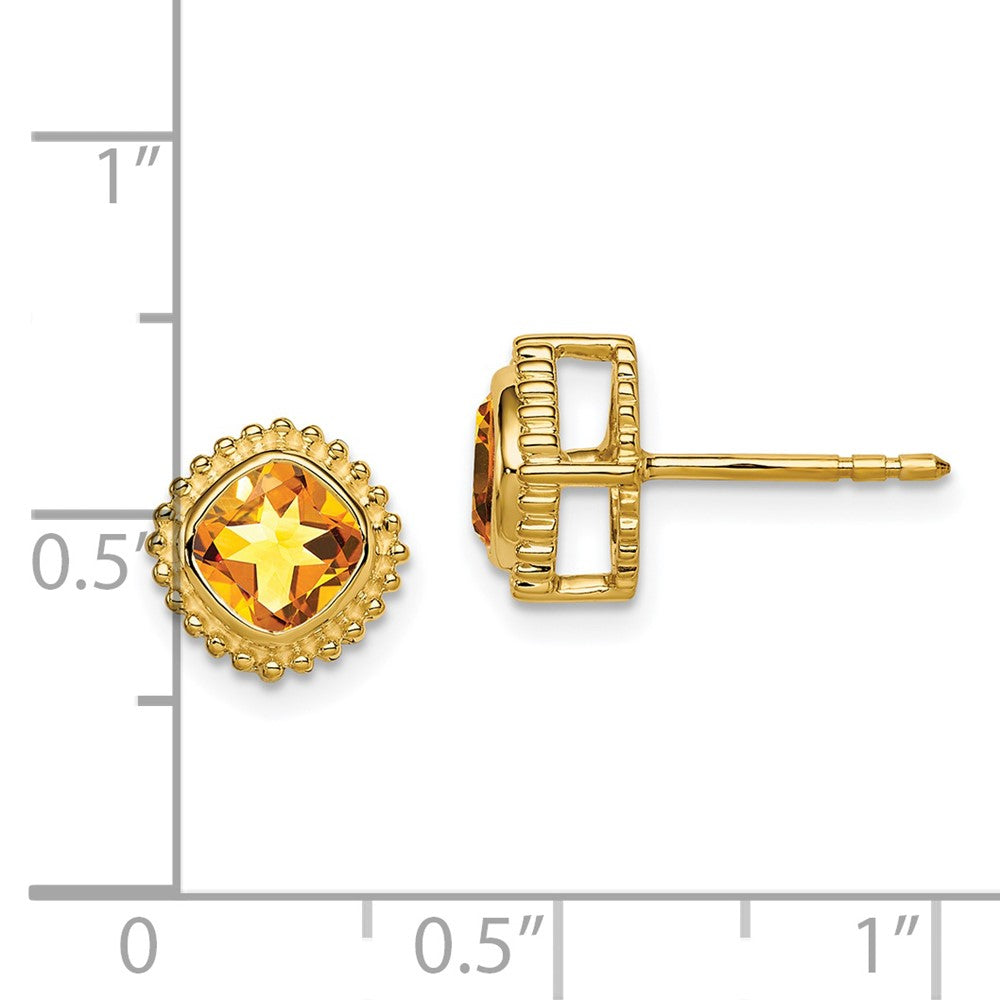 14k Yellow Gold Cushion Citrine Earrings