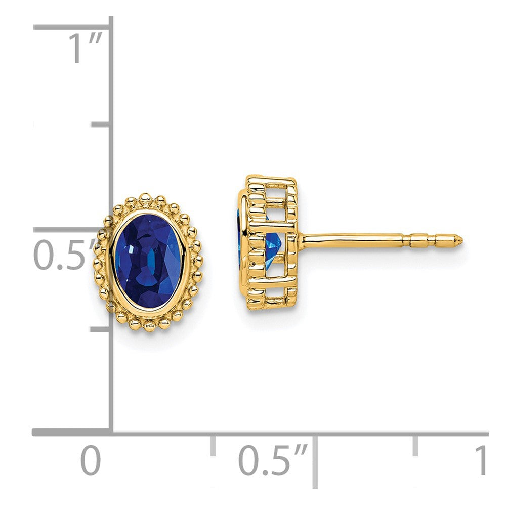14k Yellow Gold Oval Sapphire Post Earrings