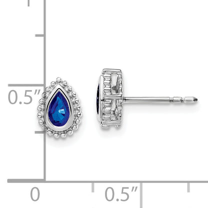 14k White Gold Pear Sapphire Post Earrings