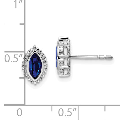 14k White Gold Marquise Sapphire Post Earrings